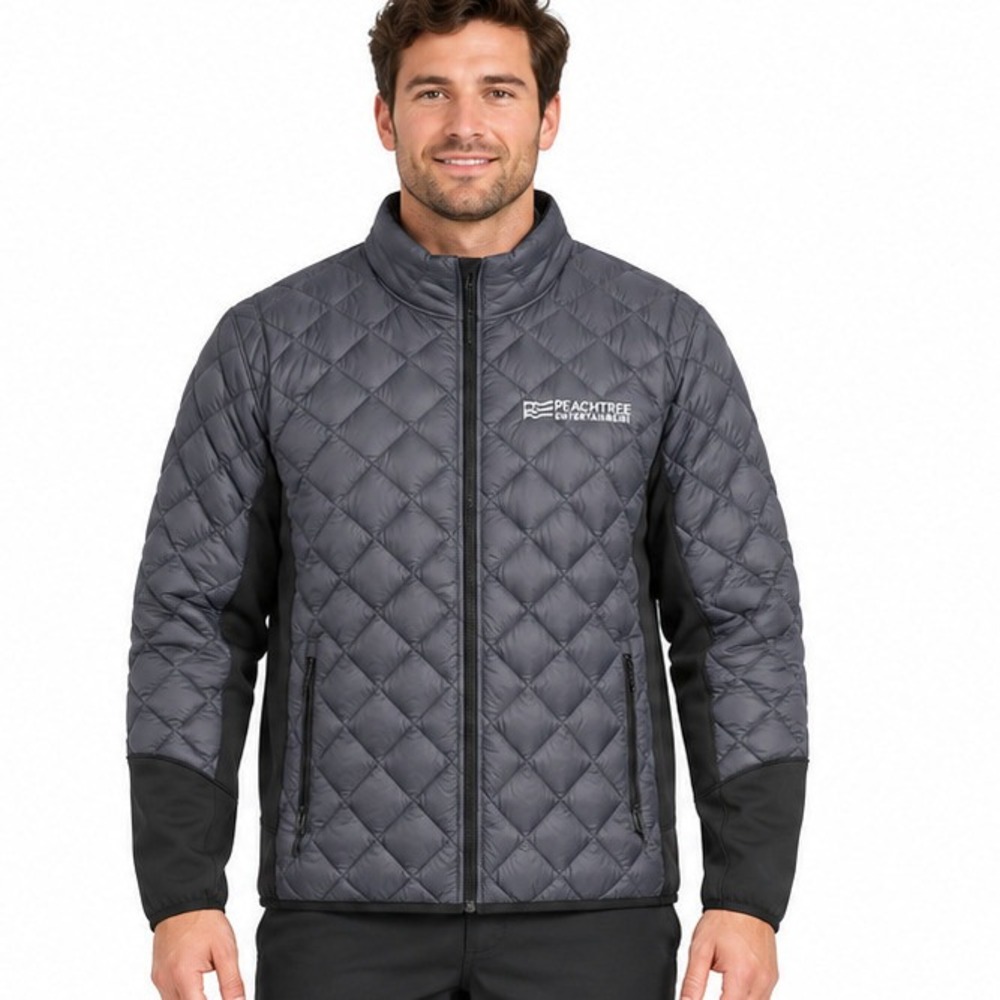 Trimark Mens XL Quilted Hybrid Puffer Jacket Grey Black Full Zip
